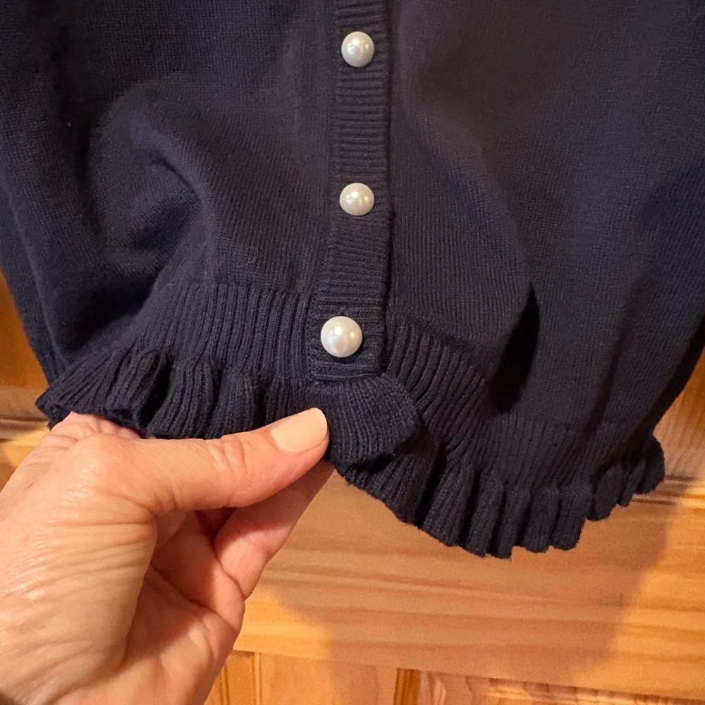 Karl Lagerfeld Paris women's cardigan pearl buttons ruffle detail lace back M - Picture 6 of 13